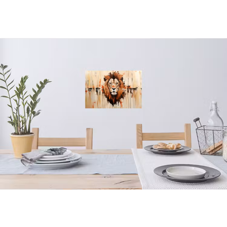 Muursticker - Leeuwenkop - Lijnen - Crème — 3