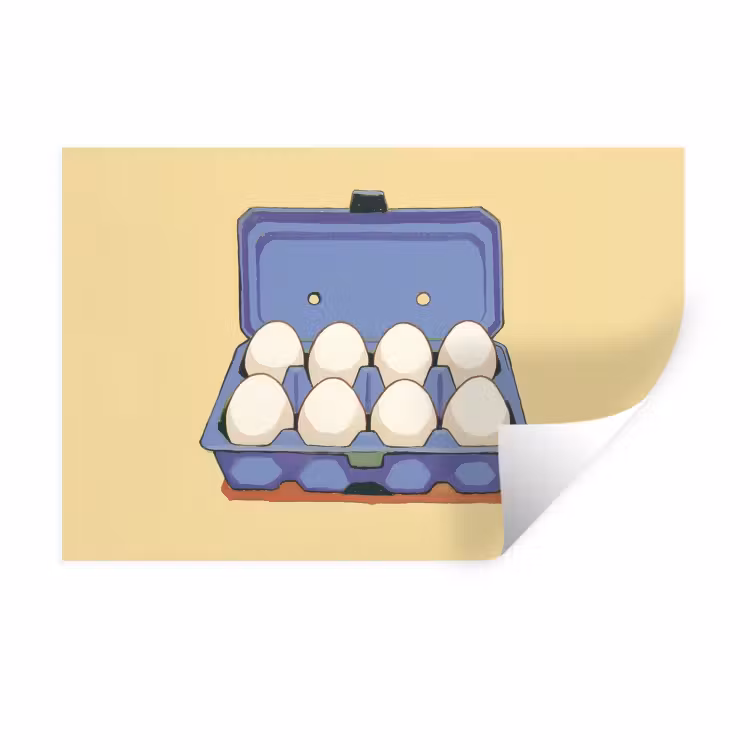 Muursticker - Eieren - Doos - Minimalistisch - Blauw — 1