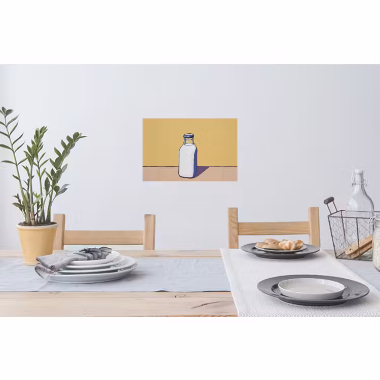 Muursticker - Glazen - Fles - Illustratie - Melk — 3