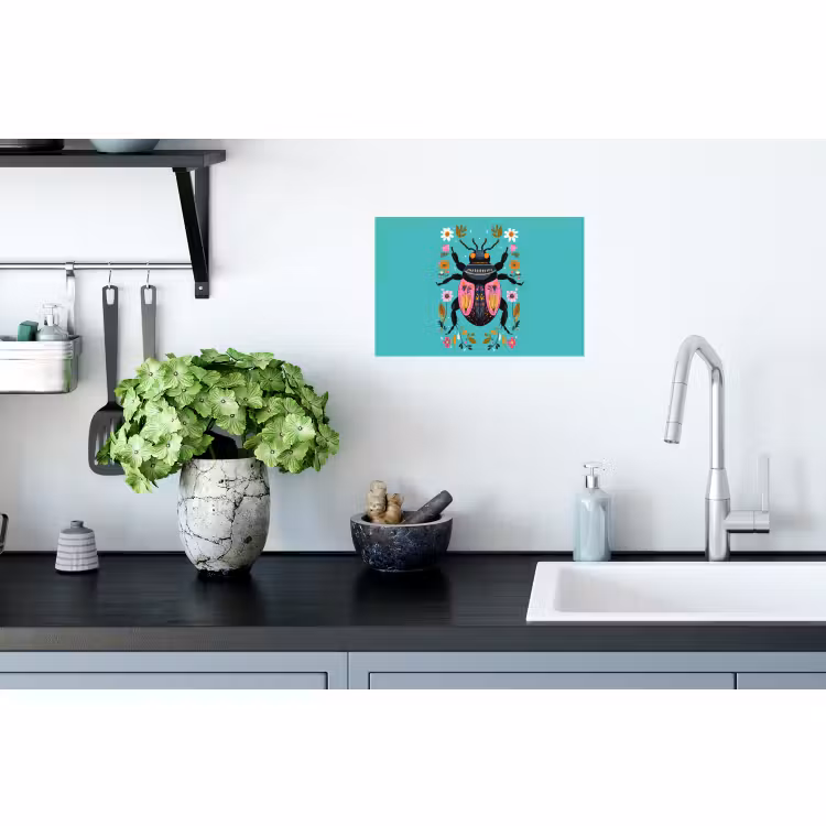 Muursticker - Kever - Bloemmotieven - Turquoise - Bladeren — 2