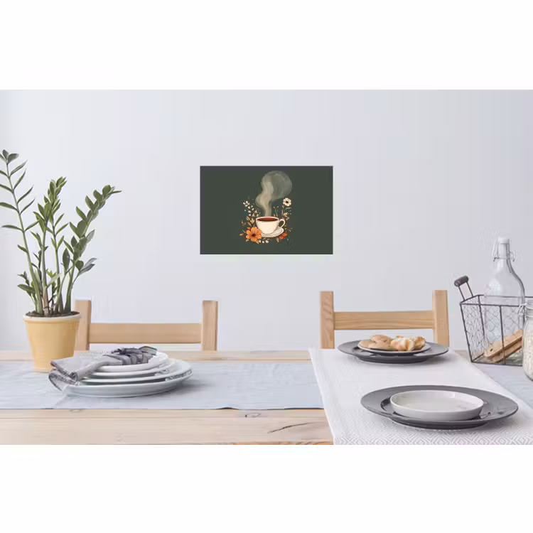 Muursticker - Kop - Bloemen - Groen - Koffie — 3