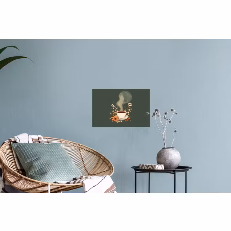 Muursticker - Kop - Bloemen - Groen - Koffie — 4