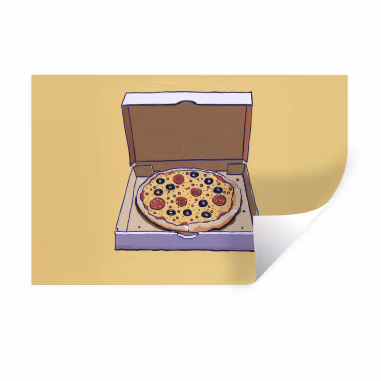 Muursticker - Pizza - Doos - Salami - Illustratie — 1
