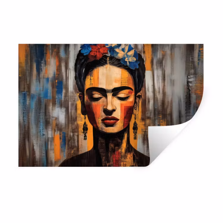 Muursticker - Portret - Vrouw - Bloemen — 1
