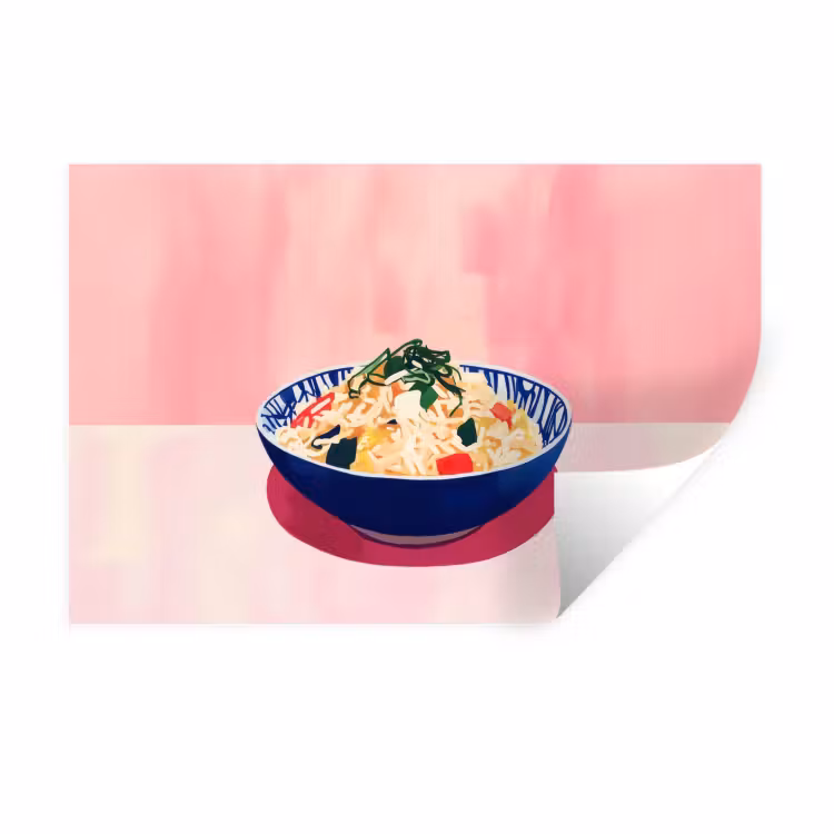 Muursticker - Rijst - Illustratie - Kom - Groente — 1