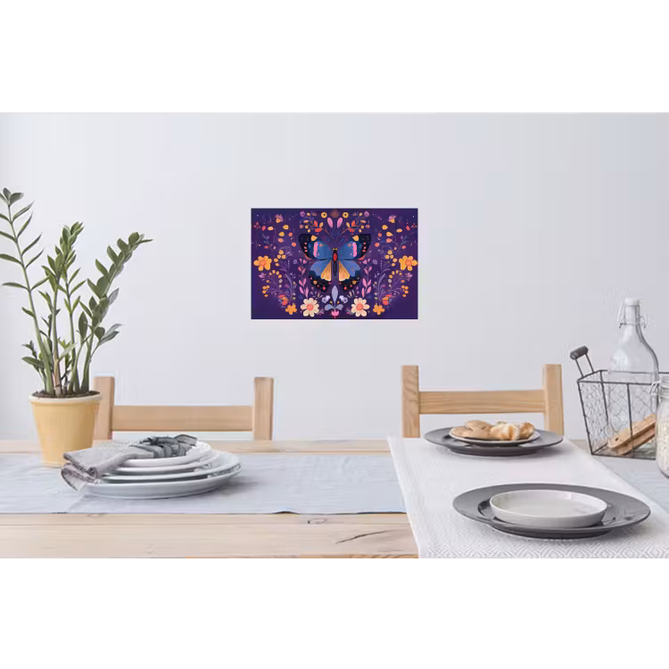 Muursticker - Sierlijk - Bloemen - Vlinder - Paars — 3