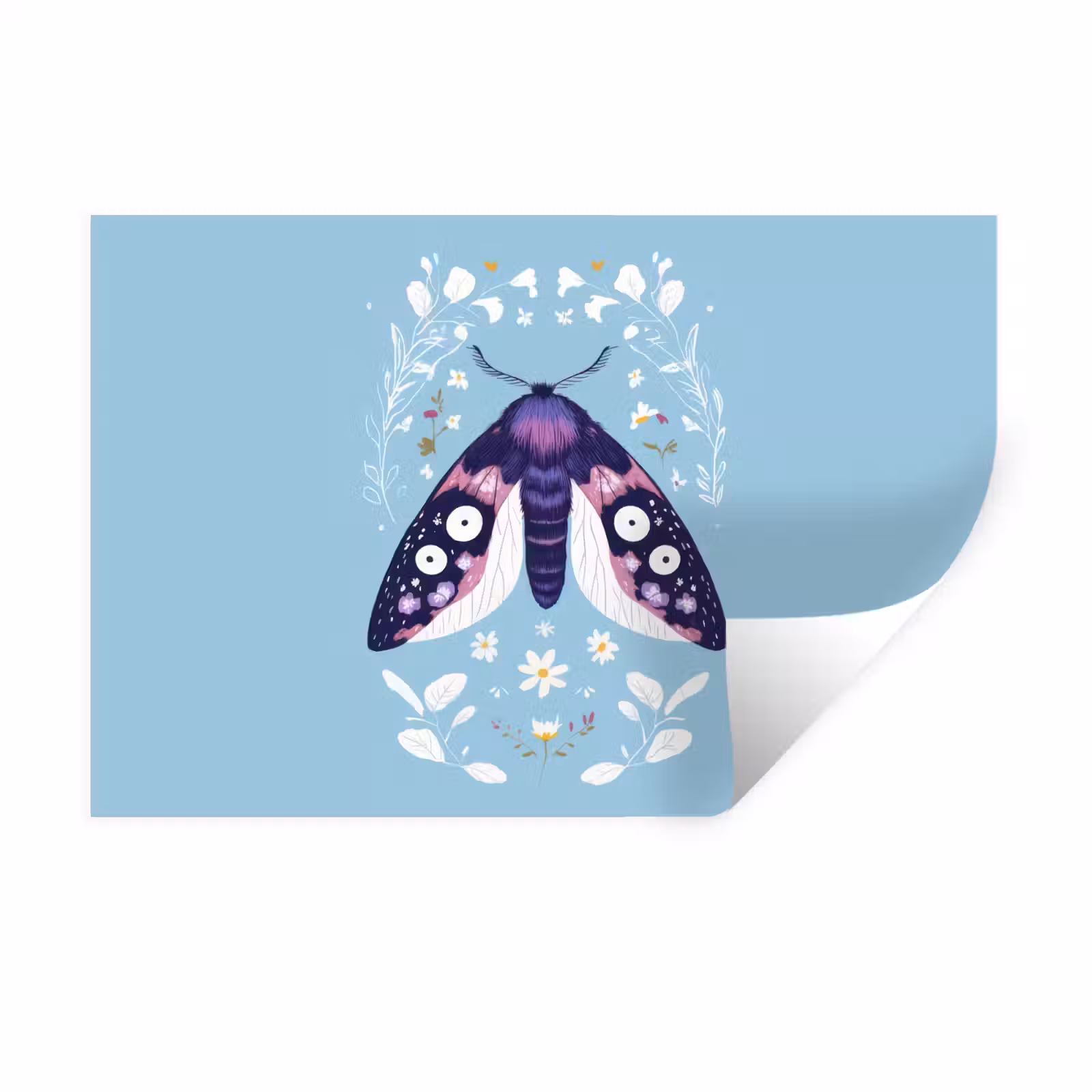 Muursticker - Bladeren - Wit - Vlinder - Insect — 1