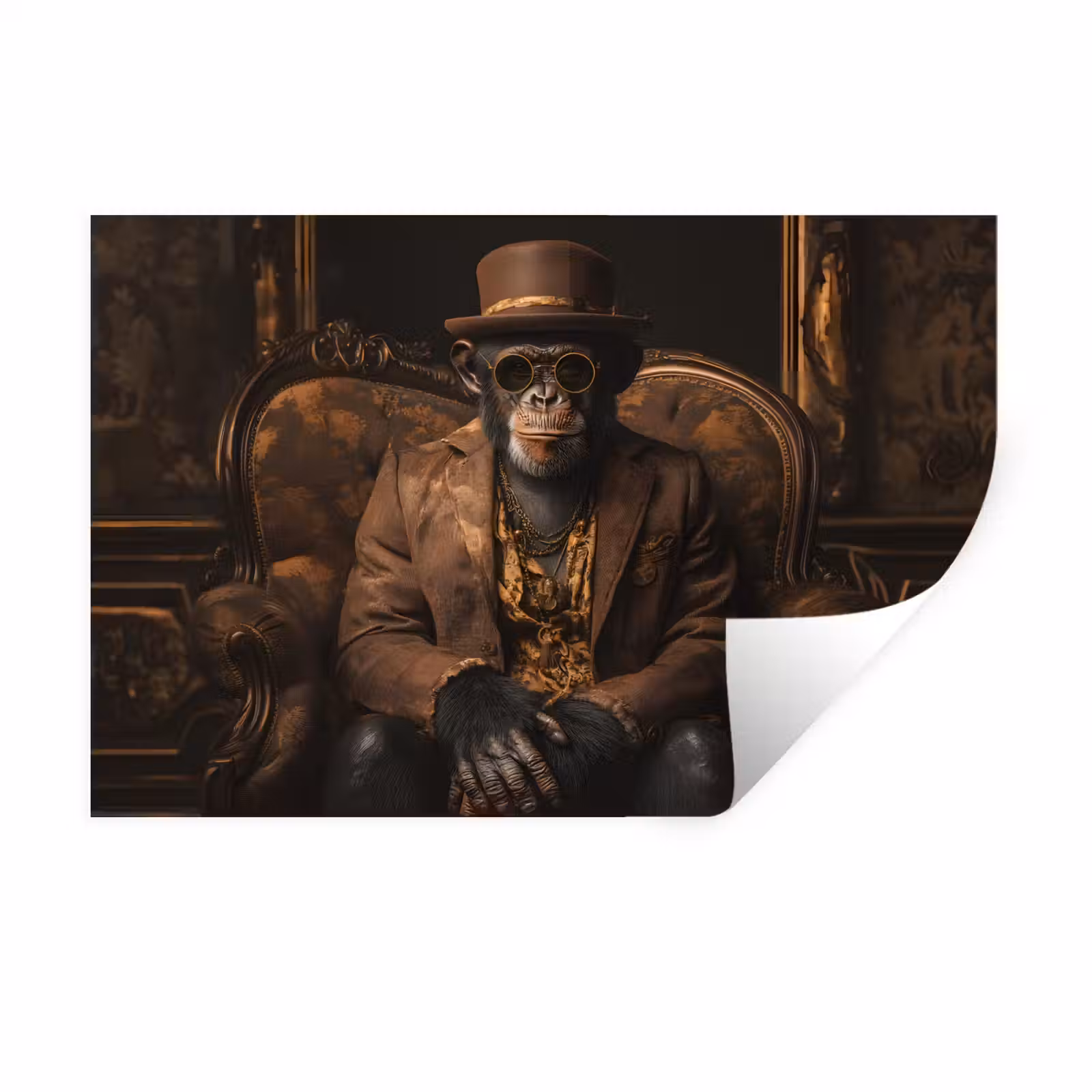 Muursticker - Chimpansee - Stoel - Pak - Bruin — 1