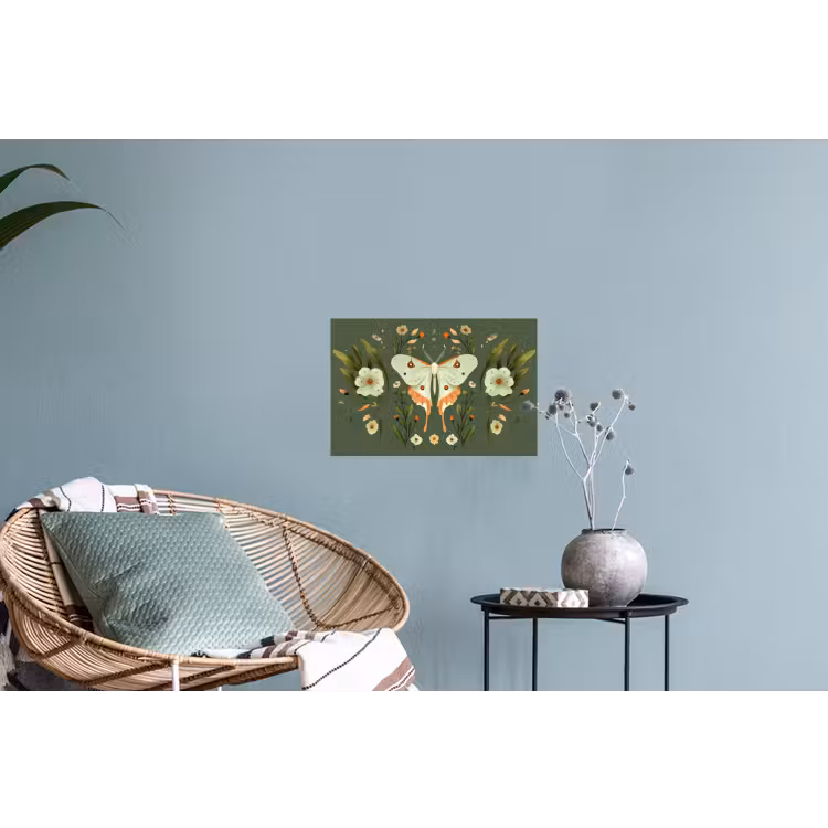 Muursticker - Bloemen - Bladeren - Olijfgroen - Vlinder — 4