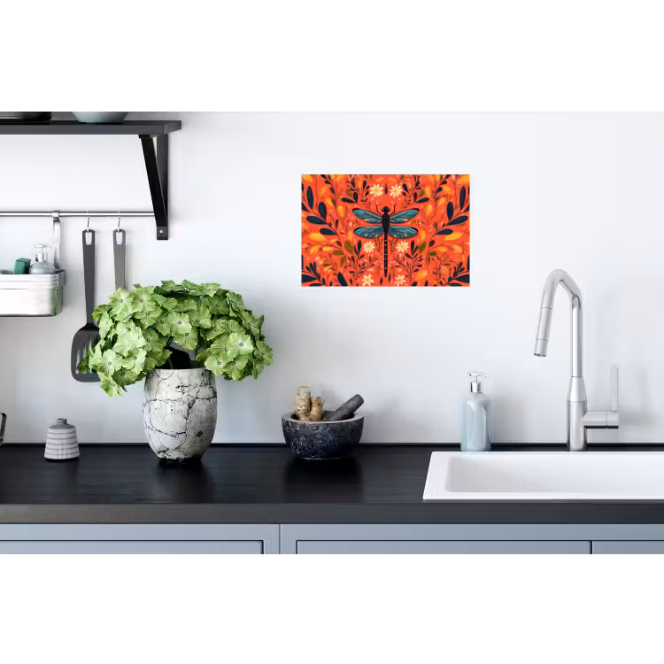 Muursticker - Libel - Blauw - Vleugels - Bladeren — 2