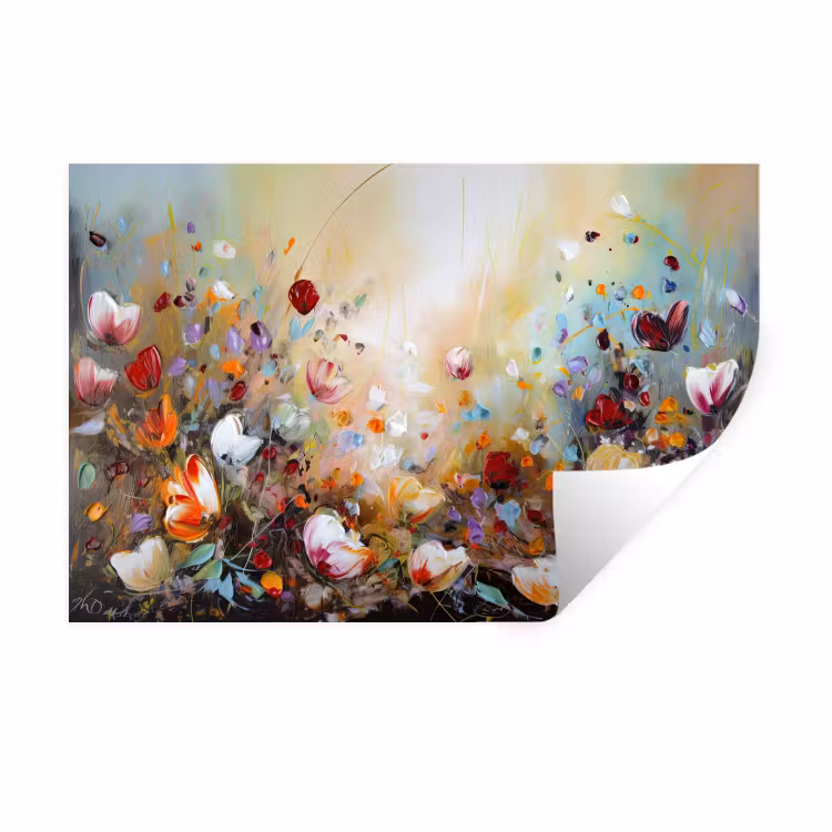 Muursticker - Olieverf - Bloemen - Kleurrijk - Natuur — 1