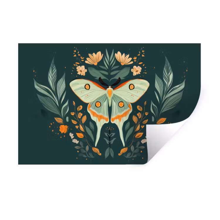 Muursticker - Sierlijk - Vlinder - Groen - Bladeren — 1