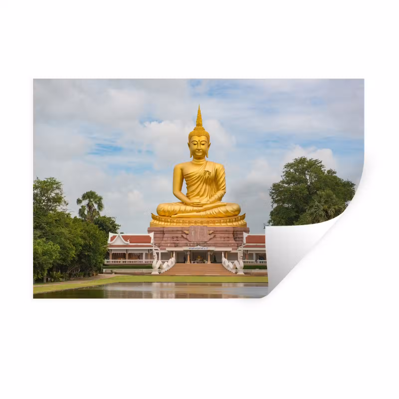 Muursticker - Boeddha - Buddha beeld - Goud - Religie — 1