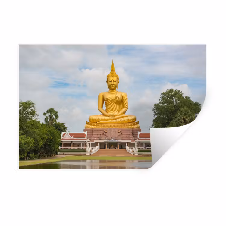 Muursticker - Boeddha - Buddha beeld - Goud - Religie — 1