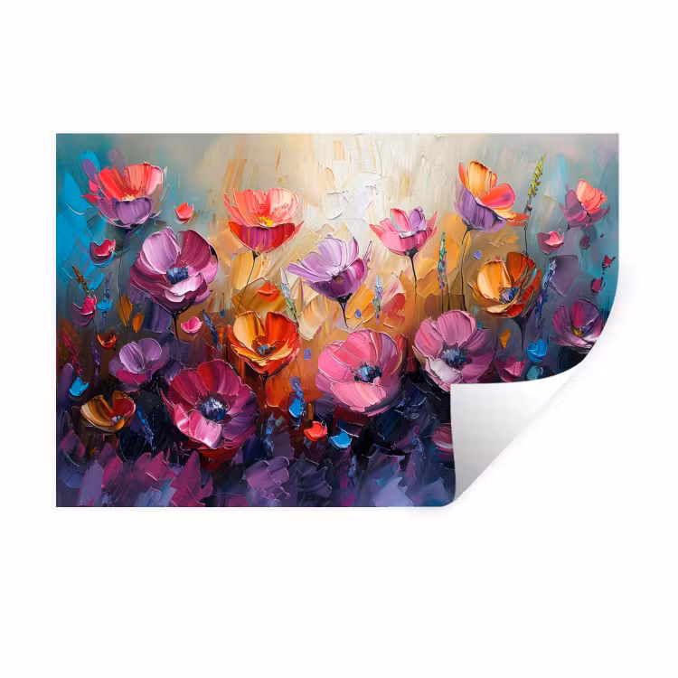 Muursticker - Bloemen - Botanisch - Kunst - Roze - Natuur — 1