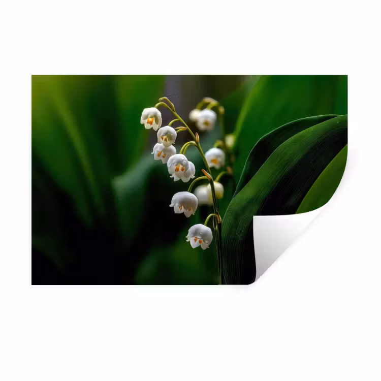 Muursticker - Bloemen - Wit - Bladeren - Lelietjes — 1