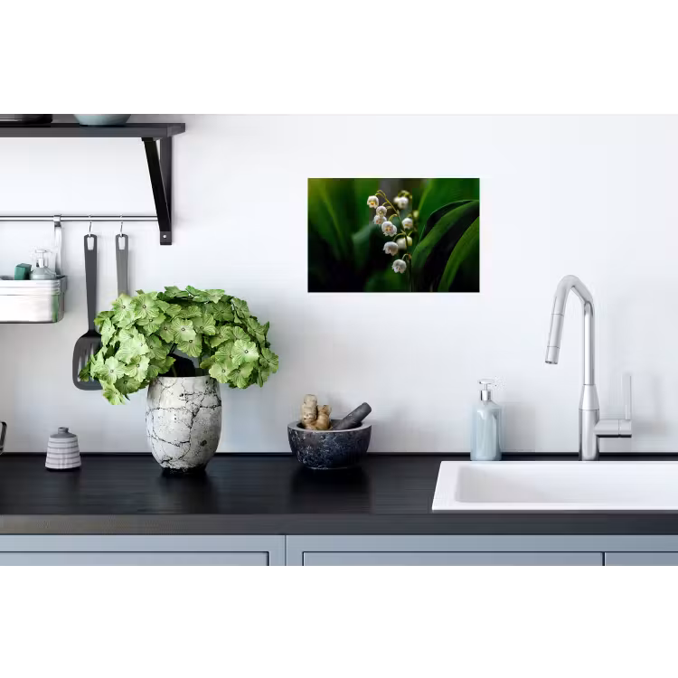 Muursticker - Bloemen - Wit - Bladeren - Lelietjes — 2