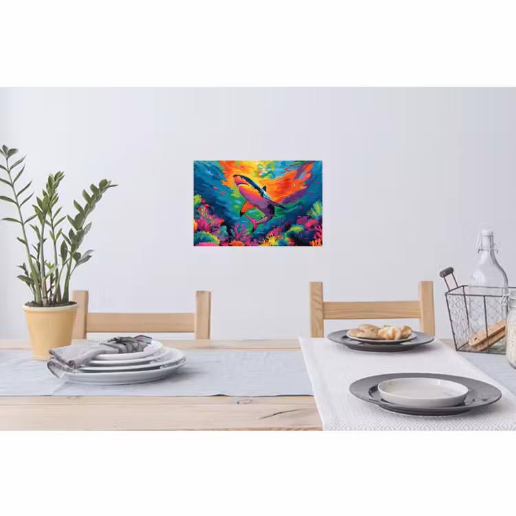 Muursticker - Haai - Koraalrif - Abstract - Kleurrijk — 3