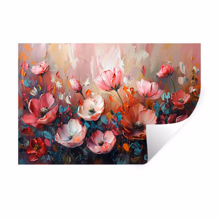 Muursticker - Klaprozen - Roze - Bloemen - Botanisch - Kunst — 1