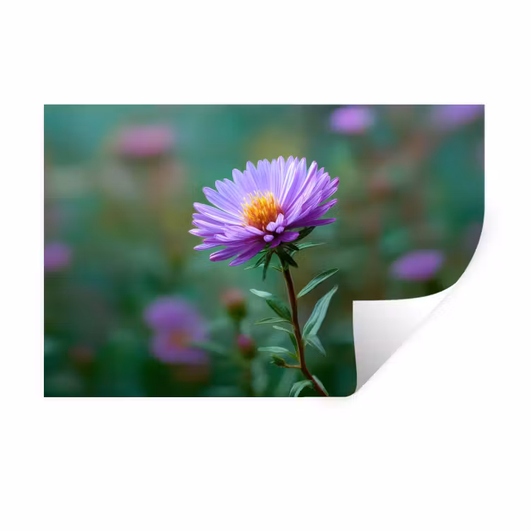 Muursticker - Aster - Paars - Bloem - Blaadjes — 1