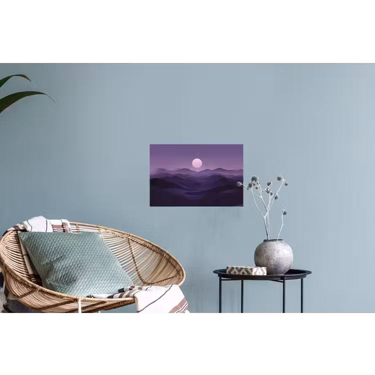 Muursticker - Heuvels - Paars - Mist - Zon — 4
