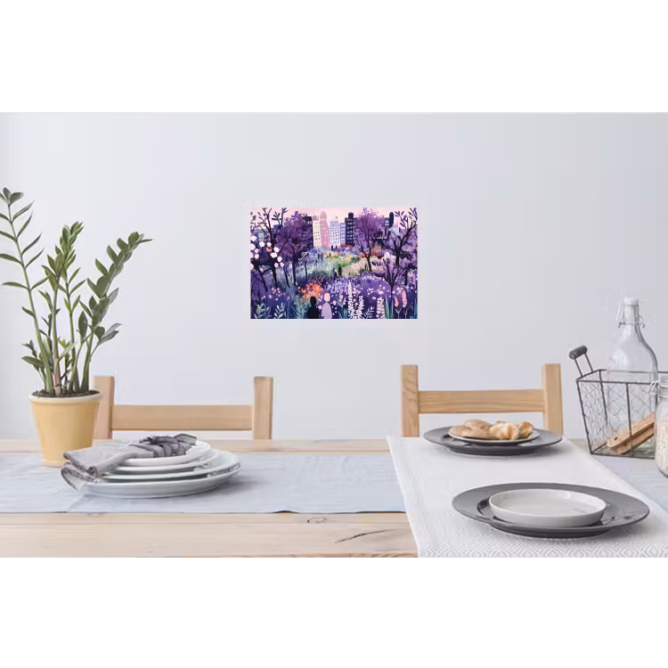 Muursticker - Park - Bomen - Bloemen - Gebouwen — 3