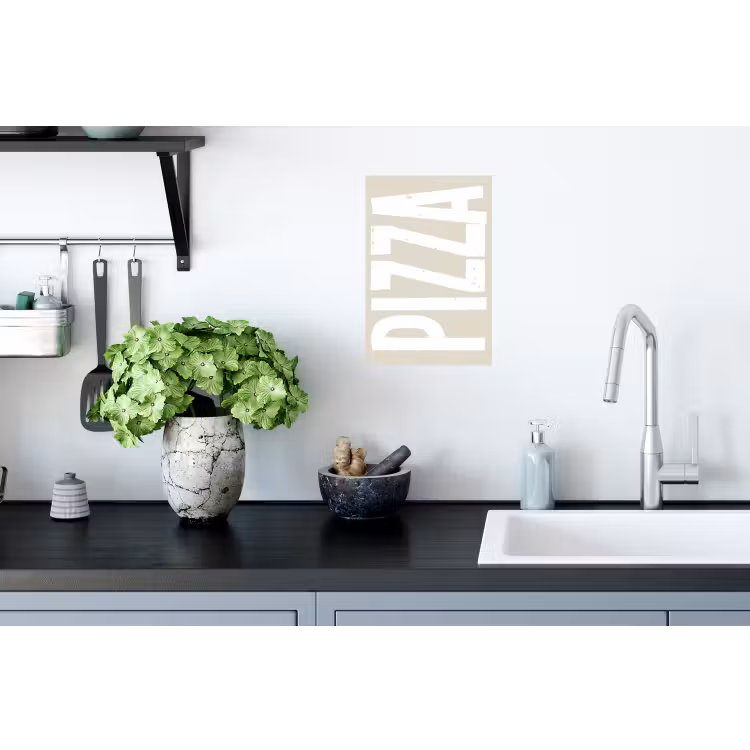 Muursticker - Pizza - Decoratie - Japandi - Wit — 2