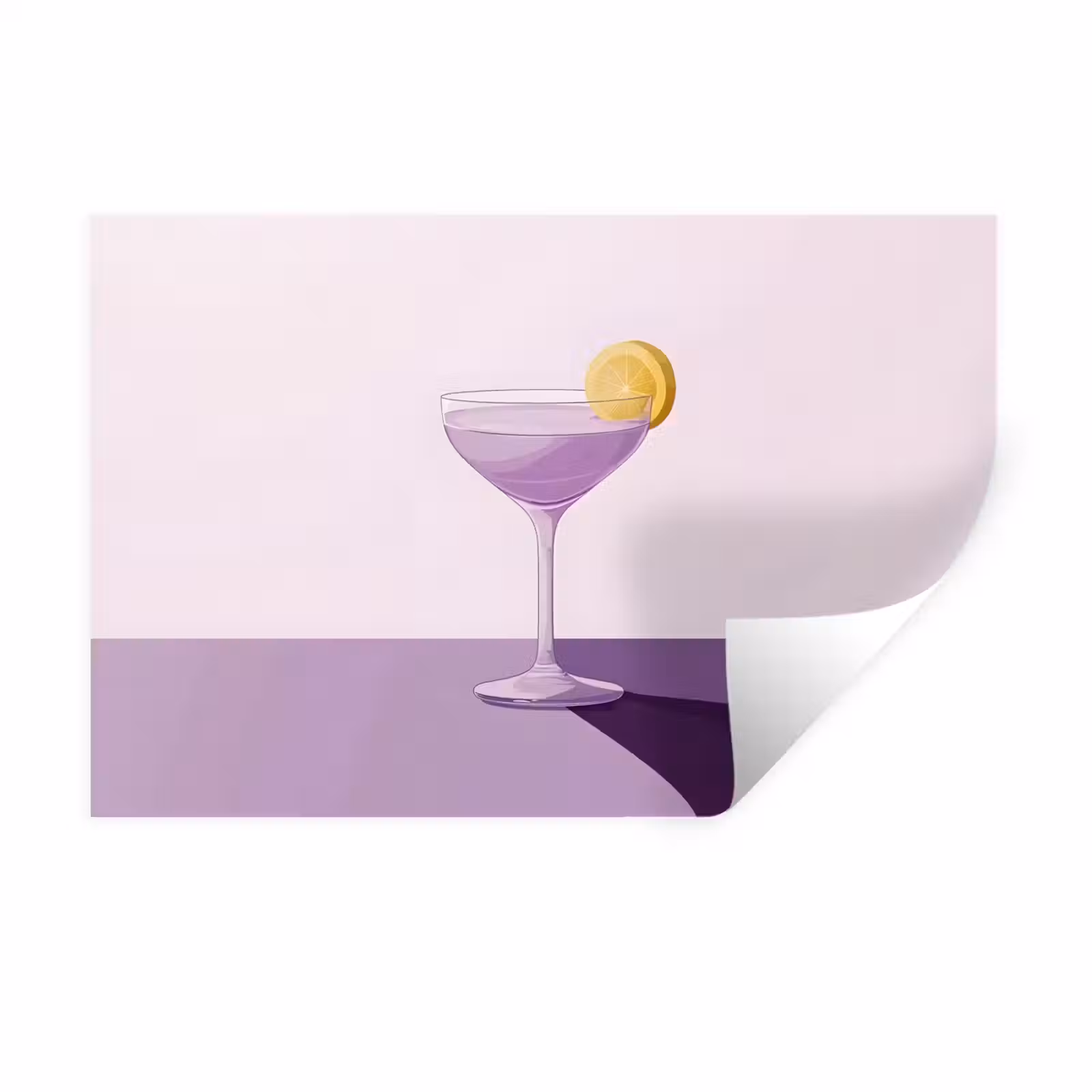 Muursticker - Cocktail - Paars - Minimalistisch - Citroen — 1