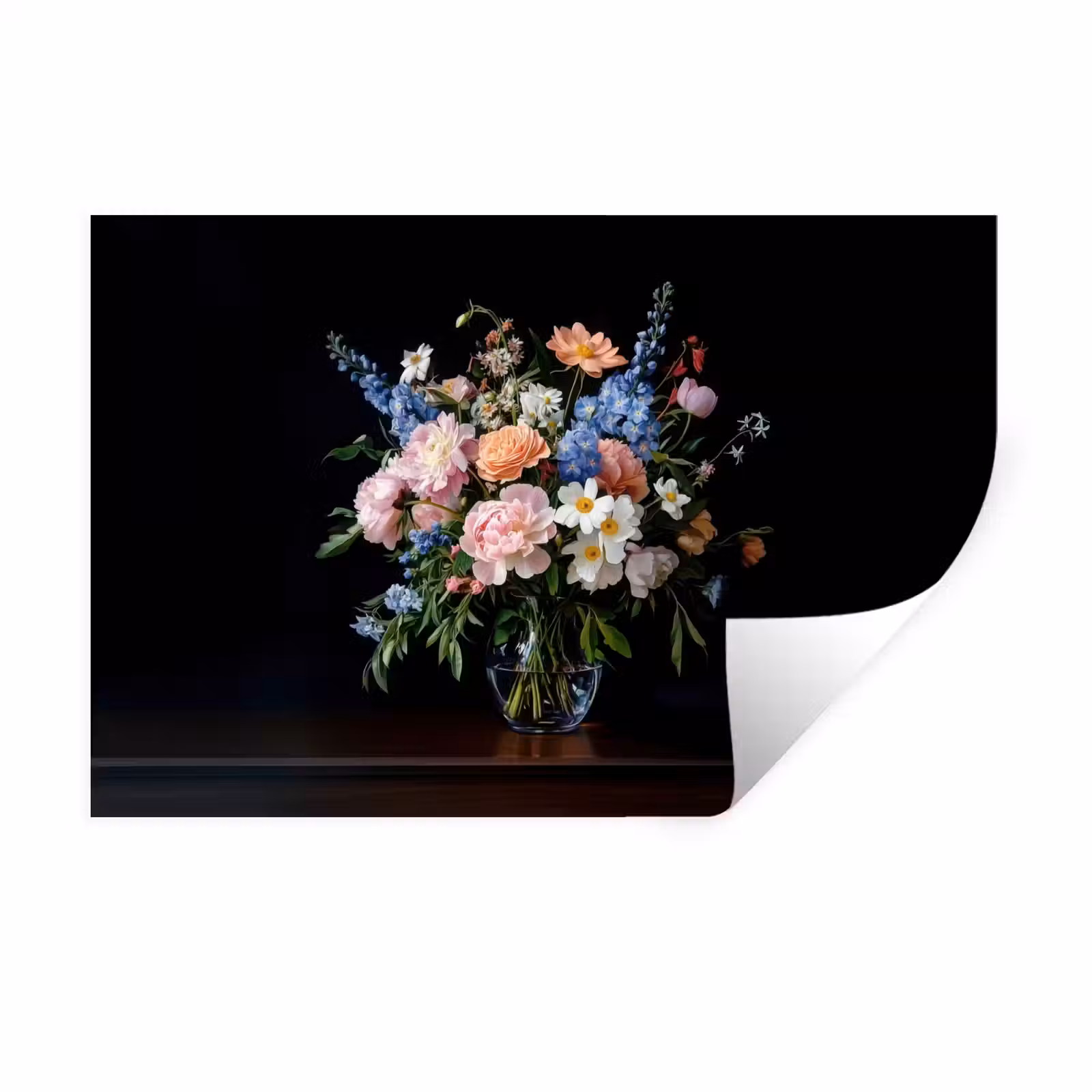 Muursticker - Pastel - Bloemen - Glazen - Vaas — 1