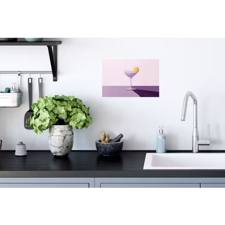 Muursticker - Cocktail - Paars - Minimalistisch - Citroen — 2