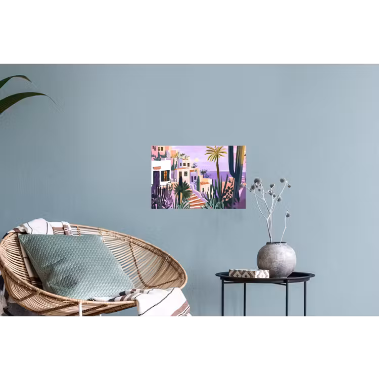 Muursticker - Huizen - Minimalistisch - Palmbomen - Kust — 4