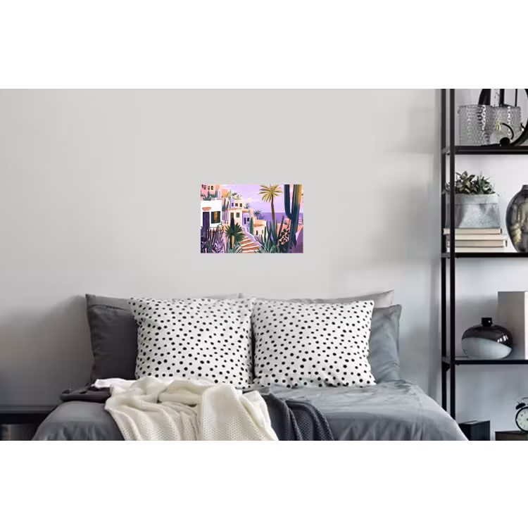 Muursticker - Huizen - Minimalistisch - Palmbomen - Kust — 5