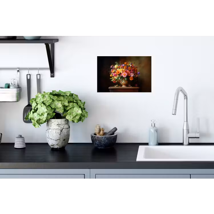 Muursticker - Kleuren - Boeket - Vaas - Hout — 2