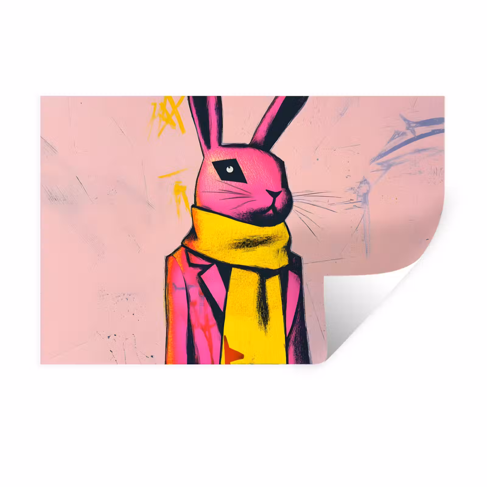 Muursticker - Abstract - Konijn - Sjaal - Geel — 1