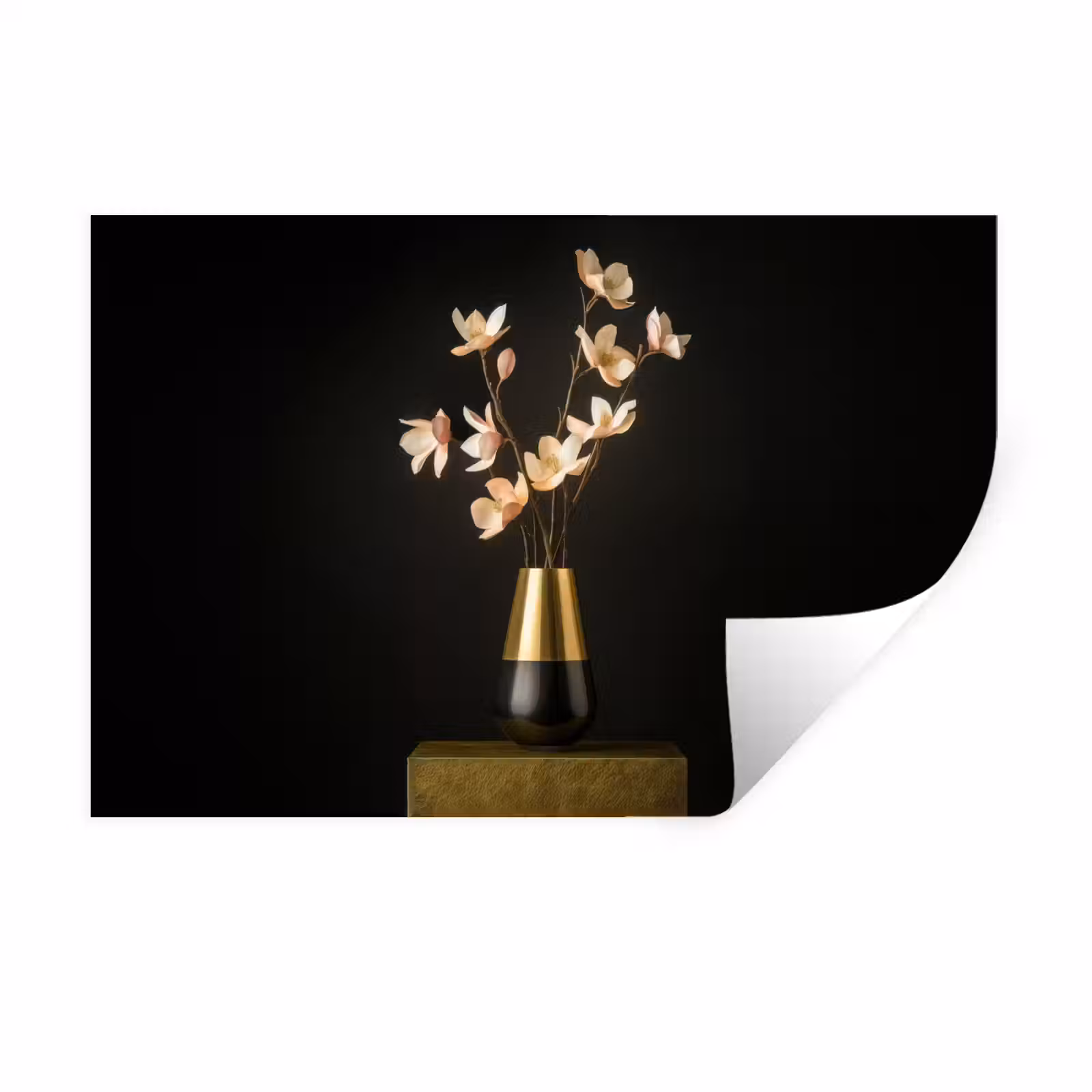 Muursticker - Sierlijk - Boeket - Goud - Vaas — 1