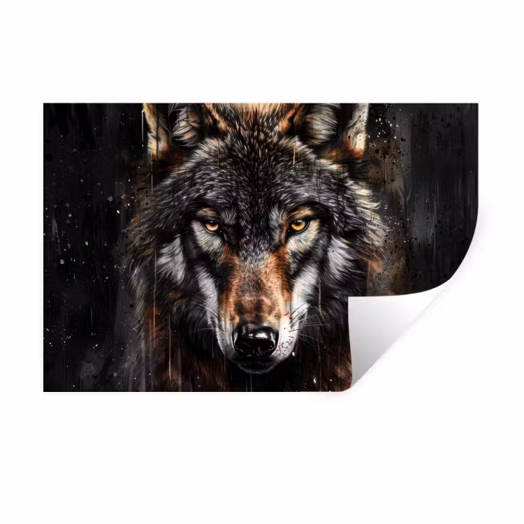 Muursticker - Dieren - Wolf - Portret - Zwart - Bruin — 1