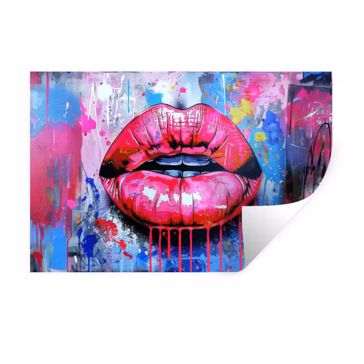 Muursticker - Graffiti - Lippen - Felroze - Geschilderd — 1