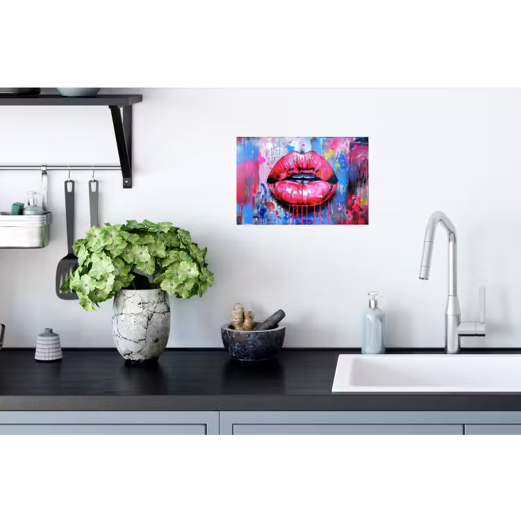 Muursticker - Graffiti - Lippen - Felroze - Geschilderd — 2