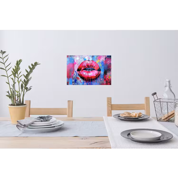 Muursticker - Graffiti - Lippen - Felroze - Geschilderd — 3