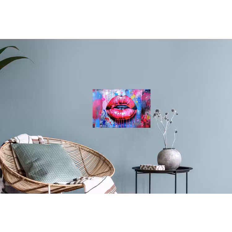 Muursticker - Graffiti - Lippen - Felroze - Geschilderd — 4