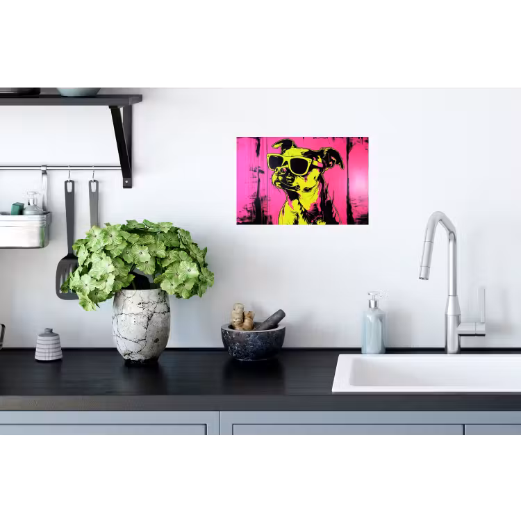 Muursticker - Hond - Zonnebril - Roze - Art — 2