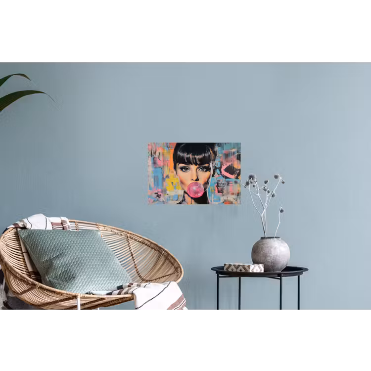 Muursticker - Kauwgom - Vrouw - Penseelstreken - Modern — 4