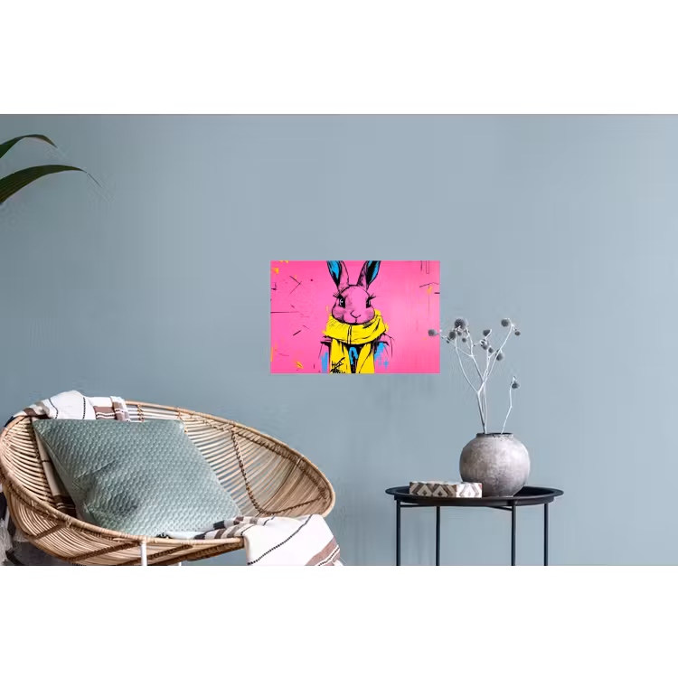 Muursticker - Konijn - Felroze - Sjaal - Abstract — 4