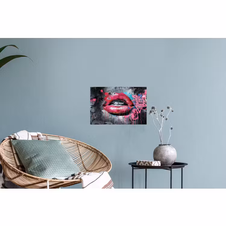 Muursticker - Lippen - Felroze - Graffiti - Verfstrepen — 4