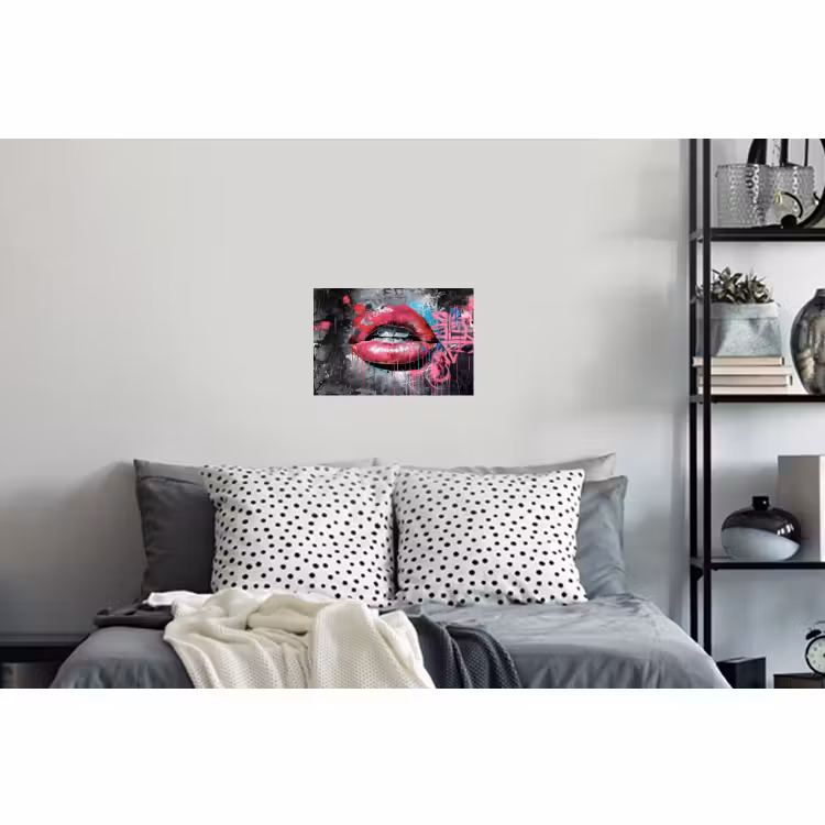 Muursticker - Lippen - Felroze - Graffiti - Verfstrepen — 5