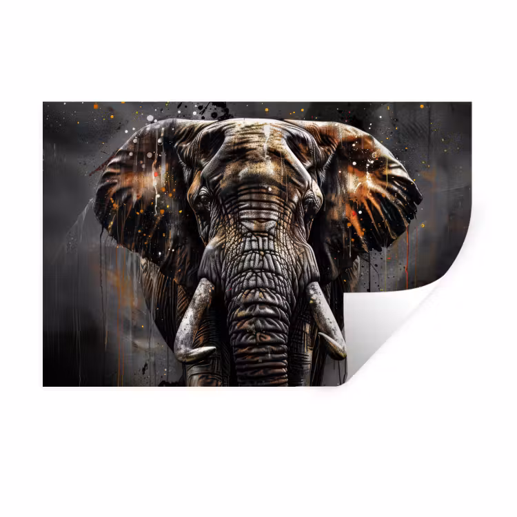Muursticker - Olifant - Watercolor - Wilde dieren - Luxe — 1