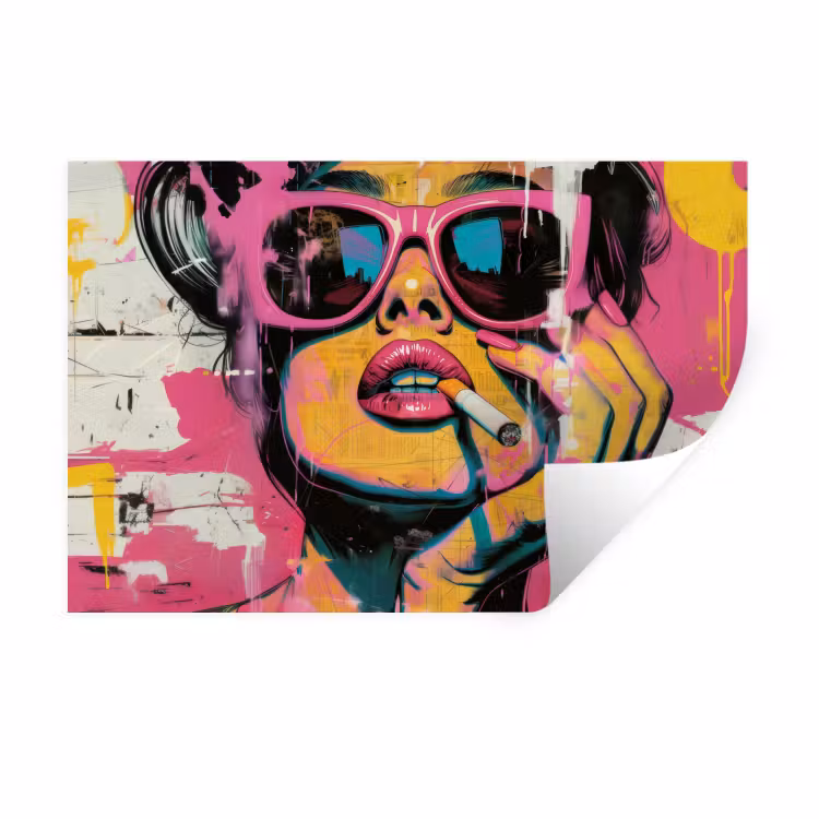 Muursticker - Portret - Vrouw - Abstract - Zonnebril — 1