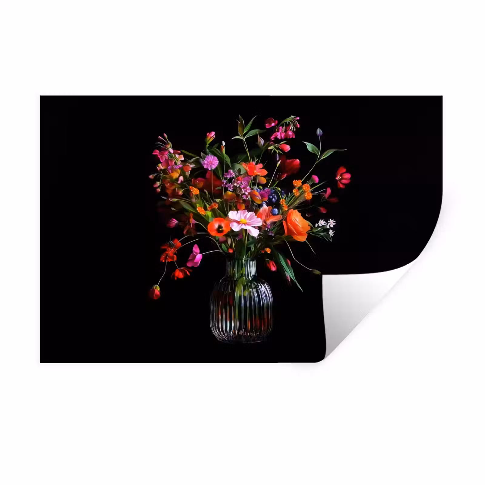 Muursticker - Boeket - Veldbloemen - Vaas — 1
