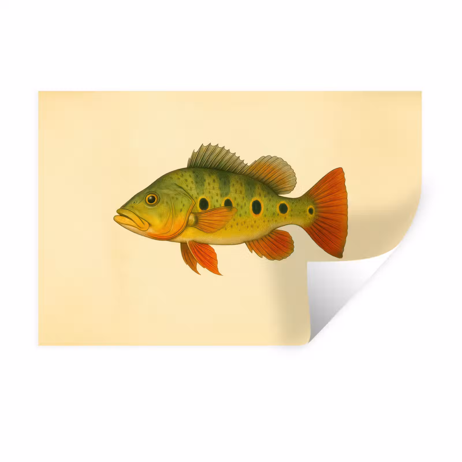 Muursticker - Schubben - Vis - Groen - Illustratie — 1
