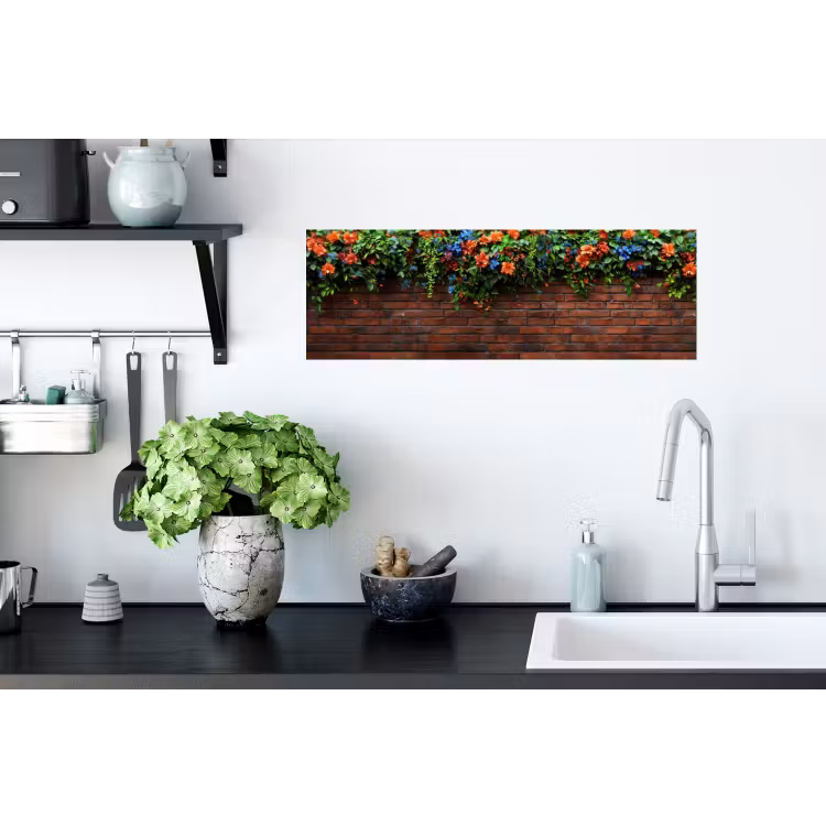 Muursticker - Bloemen - Muur - Groen - Oranje — 2